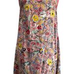 World Market Boho Floral Slip Dress Size S/M Pink Yellow Ruffle Hem Photo 0