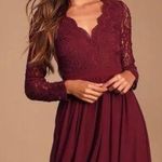 Lulus Awaken My Love Burgundy Long Sleeve Lace Maxi Dress small bridesmaids maternity Photo 1