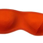 Aerie  Coral Orange Floral Crochet Bandeau Strapless Swim Bikini Top Size Small Photo 5