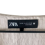 ZARA Beige Ruffle Hem Blouse with Oversized Embroidered Collar Women’s Size M Photo 4