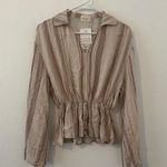 143 Story Lead Me On Tie Top Cream Stripe Long Sleeve Boho Size Small NWT Photo 0