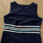 Vintage Vicki Wayne Navy Sheath Dress Colorblock Trim USA Made retro modest Blue Size 14P Photo 4