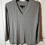 Andrew Marc  Gray Ribbed V-Neck Sweater S Photo 0