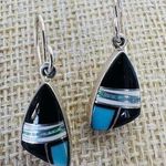 Genuine Indian Handcrafted Sterling Martinez Sterling Turquoise Onyx Earrings Photo 0
