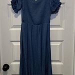 Nsr  Blue Polka Dot Square Neck Smocked Dress size M Photo 0