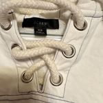 J.Crew Off-White Hoodie with Lace-Up Neck Photo 1