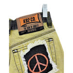 KB2 CO. Peace Embroidered Denim Jean Shorts Size 25W Studded Stitched Hippie Black Photo 3