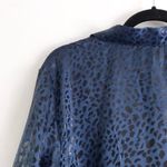 Chico's Chico’s Tunic Top 12 Silk Cheetah Animal Print Metallic Navy Blue Cocktail Party Photo 4