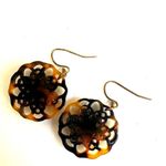 Scallop Cut Out Tortoise Gold tone Snowflake Earrings Photo 7