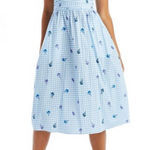 HVN Blue Lucy Strappy Cotton Ruched Dress with‎ Ice Cream Print sz 2 Blue Photo 0