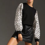 Anthropologie  Porridge Textured Puff Sleeve Sweatshirt S‎ Black Photo 0