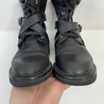 All Saints Size 36 5 Combat Boots Black Leather Criss Cross Buckle Strap READ Photo 4