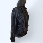 Black velour vintage 2000s Hustler hoodie with rhinestone logo Size Small Blue Photo 5