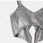 ZARA Silver Sequin cropped top Photo 5