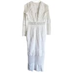 Alexis  Elize‎ White Lace Midi Dress Long Sleeve Size Medium Bridal Photo 15