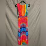 Flying Tomato Rainbow Maxi Dress Pleated Sleeveless Shores Vacay Woven - Small Photo 1