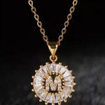 Gold Initial Crystal Sparkly Pendant Necklace A Photo 4