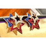 Patriotic Star Earrings Crystals Posts July 4th, Veterans Memorial Labor… Red Photo 2
