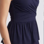 NWT Rue Sophie Navy Blue Draped Peplum Top Shirt M Nordstrom Rayon Spandex Size M Photo 0