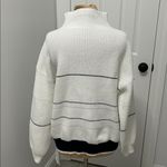 Commense Open Collar Button Up Sweater White Black Size XL Photo 2