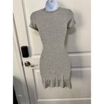 Dee Elly  Gray Asymmetric Hem‎ Ruched Side Bodycon Dress Short Sleeve XS Photo 2