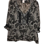 Bila Floral Sheer Blouse Black White Small Photo 0