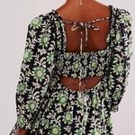 Free People  Sacha Mini Dress Black Floral XS NEW Beaded Plunge Flirty Summer Photo 1