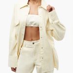 We Wore What  Corduroy Snap Button Down Shirt Shacket Oversized in Ivory M/L Photo 0