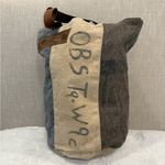 **The Barrel Sack Cotton Tote Bag with Leather Handles** Blue Photo 1