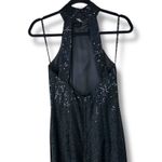 Vintage Roberta Midnight Black Sequin Halter Open Back Sleeveless Maxi Gown Size M Photo 5