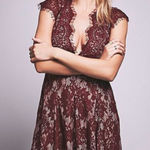 Free People  The Jetset Diaries Fantasia Skater Dress in maroon lace medium Photo 0