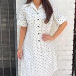 Old Navy White and black polka dot button down midi dress with short sleeves sz L / no tags  Photo 1