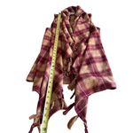 Entro Plaid Fringe Poncho Shawl Red Beige Sleeveless Vest Boho Western Size S Photo 6
