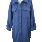 Treasure & Bond Women's Blue Wool Faux Fur Button Down Shacket Shirt Jacket Sz M Photo 0