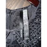 Kensie  Dress M Black Brocade Print Embellished Beaded Collar Cap‎ Sleeve Photo 3
