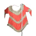Umgee Boho Stretch Knit Tunic with Lacy Crochet Trim Mango size S Photo 11