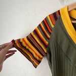 I’M Isola Marras Cotton Knit Stripe Button Front Crop Sweater Cardigan Small Green Photo 2