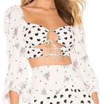 For Love & Lemons  Lucia Smocked Tie Long Sleeve Crop Top NWT Size XL Photo 0