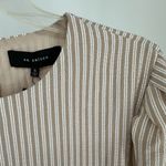 En Saison Taupe White Textured Striped Romper size Small NWT 3/4 Sleeves Photo 4