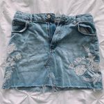 Topshop Jean Skirt with White Floral Embroidery Photo 0