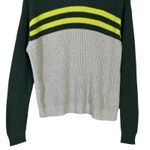 American Eagle  Colorblock Striped Sweater Womens S Green Gray Neon Crewneck Knit Photo 2