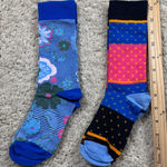 Bombas  Socks Medium Blue Floral Polka Dot Pattern Crew Socks Photo 0
