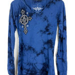 Affliction  Women's Hoodie Pullover Virtue Biker Tattoo Blue Black Photo 0