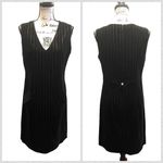 PAWTUCKET Velvet Sheath Dress Black Gold Pinstripe Size Medium VINTAGE Photo 9