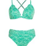 Cupshe NEW  Scallop V-Neck High Waisted Bikini in Mint Green Size XS Photo 1