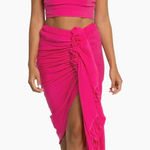 Just Bee Queen Fuchsia Pink‎ Linen Set Tulum Skirt and Emma Bustier Crop Top Pink Photo 0