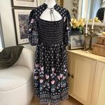 Anthropologie Dasha Smocked Midi Dress Neck Tie Size XL Photo 2