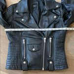 Barneys Originals Leather Biker Jacket Size UK 10/US 6 Black Photo 4