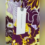 Maeve Anthropologie Purple and Yellow Floral Flutter Sleeve Cinched Top Photo 7
