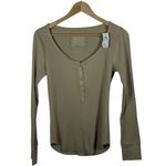 Aerie NWT Women’s Essential Henley Layering Top in Beige Size L Photo 2